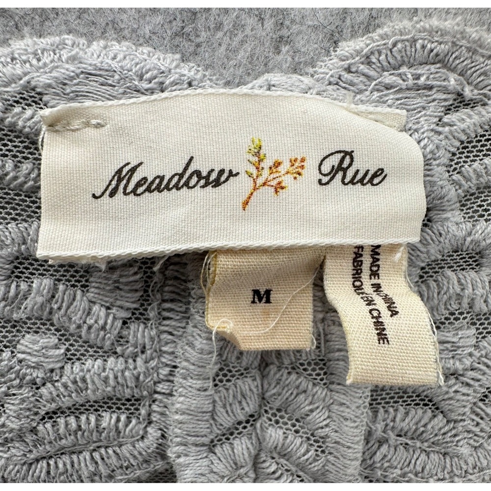 ANTHROPOLOGIE Meadow Rue Lace Top Sheer Gray Ombre Cotton Blend Women's Medium - Picture 4 of 10